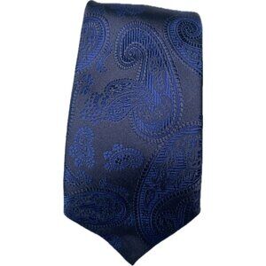 Boss Hugo Boss Silk Neck Tie Dusky Sapphire Blue Black VPaisley Italy 3.25” L 61